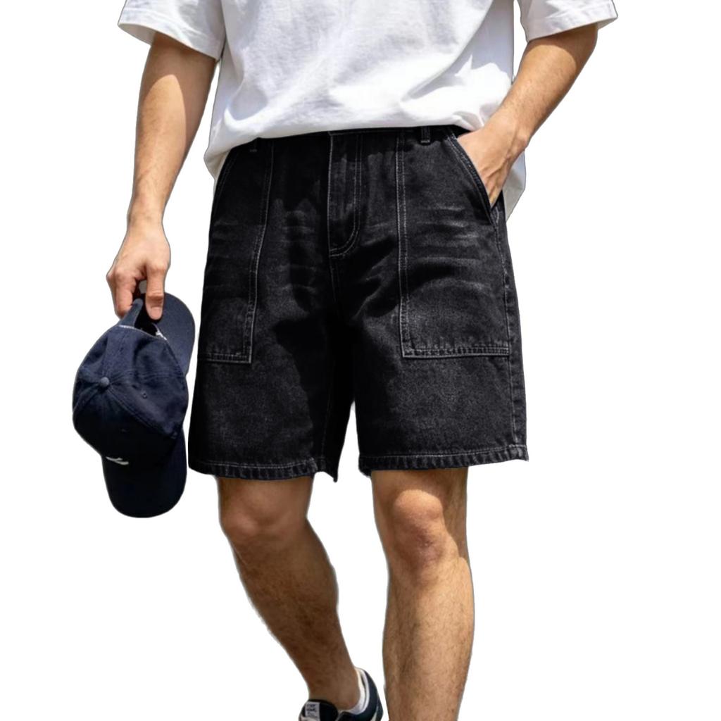 Men's Street Fashion Casual Pockets Denim Shorts - Men's Comfortable, Versatile, Stretchable, Waist-Controlling Lace-Up Denim Pants