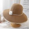 New French Elegant Flower Pearl Bucket Hat Women's Summer Fashion Show Face Small Shade Straw Hat Temperament Sun Hat