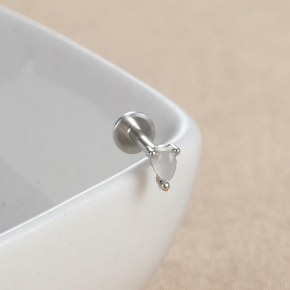 Sterling Silver Opal Threaded Cartilage Stud Earrings
