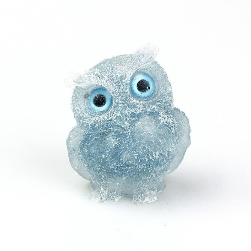 1PCS Natural Crystal Stone Gravel Owl Animal Crafts Hand Made Small Figurines DIY Resin Table Decor Home Decor Collect Gifts