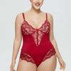 Plus Size Deep V Lace Splicing Women's Jumpsuit Lingerie Set