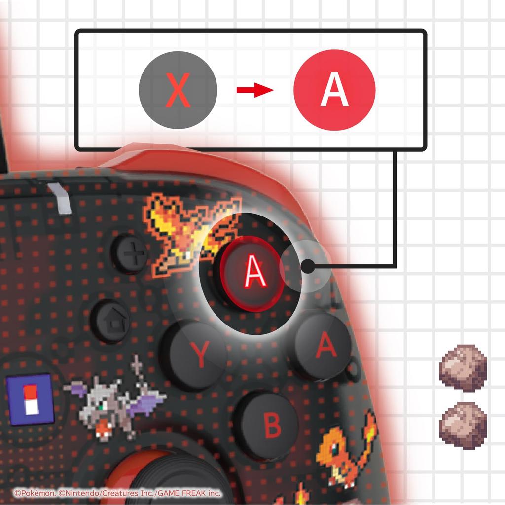 Licensed Pixel Art Series Wired Hori Pad TURBO for Nintendo 2 Pixel Red [Nintendo Product] Pokémon Switch™ - -