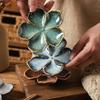 Retro Multi-color Ceramic Craft Dish Creative Decorative Flower Shaped Small Dish Dipping Sauce Dish Gifts