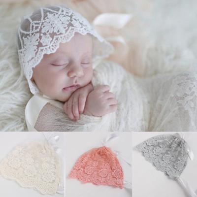 Stylish Rose Big Bowknot Knitted Cap Headwear Fetus Cap for Baby Kids Children Blue