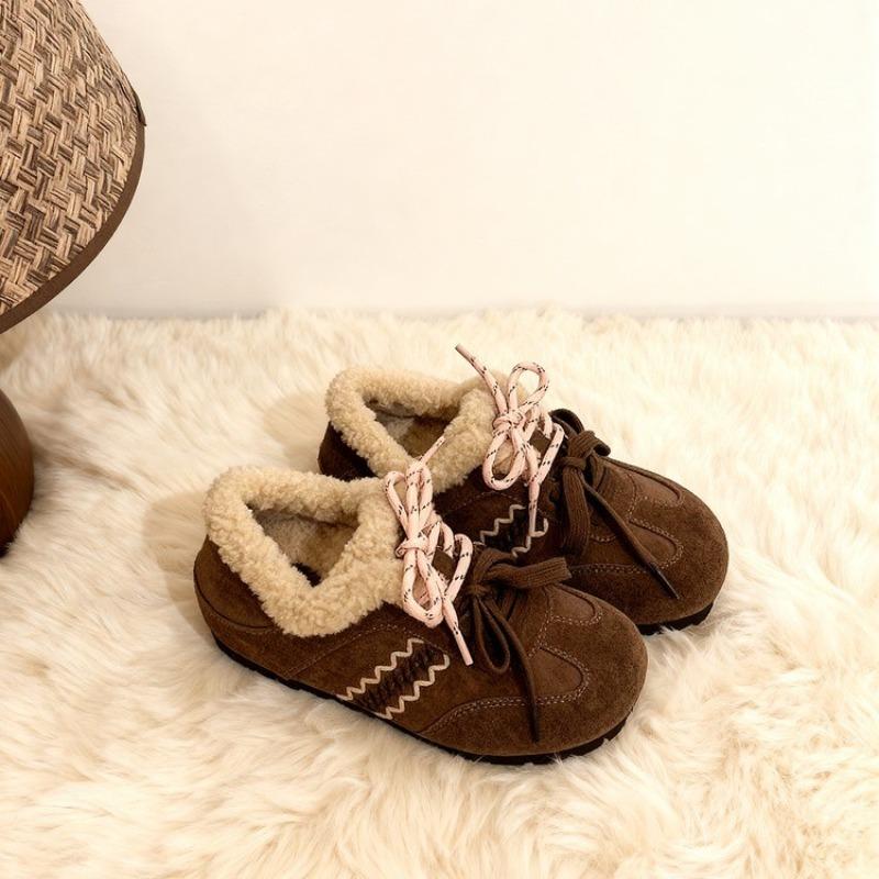 Baotou chestnut buns keep warm in winter mandarin duck shoelaces increase the height of wool integrated women