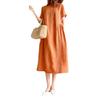 Vestido Midi de Talla Grande Holgado Color Sólido - Manga Corta, Casual y Rejuvenecedor para Primavera/Verano