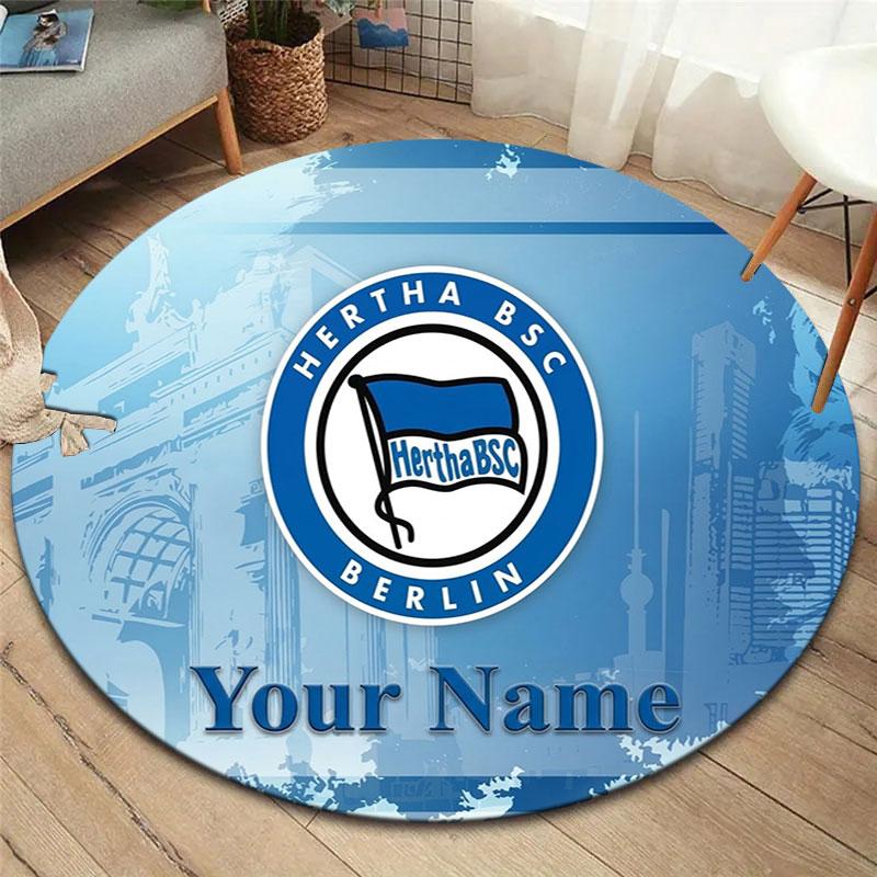 Hertha BSC Custom Name Round Area Rug,Carpet Rug for Living Room Bedroom Sofa Playroom Decor,Non-slip Floor Mat