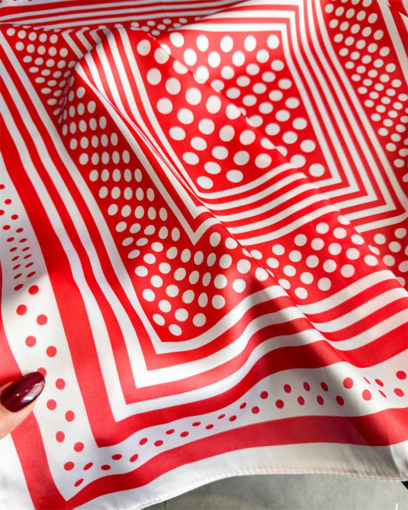 70Cm Red Dot Printed Scarf Women's Spring and Summer Polyester Fiber Scarf Fashion Versatile Clothes Bag Accessories Scarfs