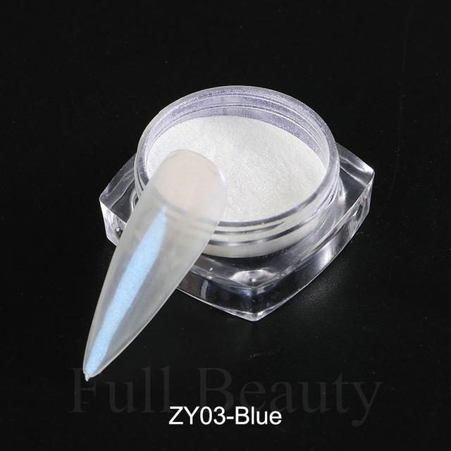1 pezzo di polvere per unghie a specchio, pigmento bianco perla, da applicare sulle unghie, glitter in polvere, decorazioni olografiche per manicure Aurora Blue TRZY