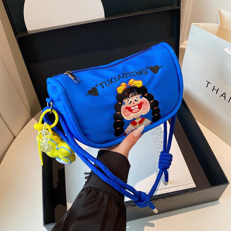 Cartoon Graffiti Canvas Crossbody Bucket Bag - Illustration Design Handbag