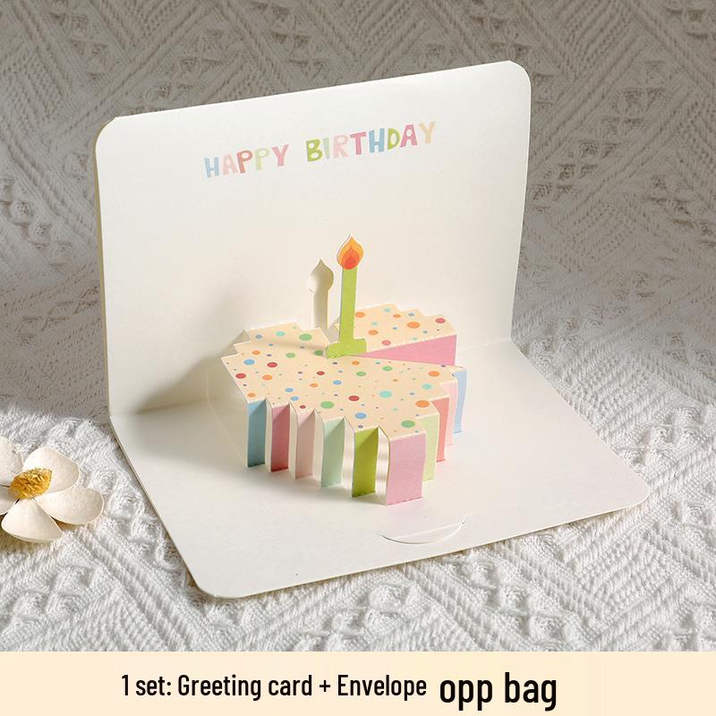 3D Pop-up Birthday Card: Creative Foldable Cake Design with Colorful Blessings