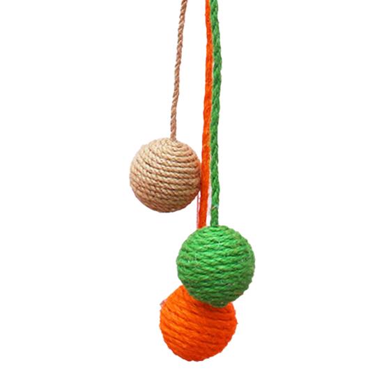 Sizalowa Piłka Zabawka dla Kota Wisząca Sizalowa Lina Piłka Grzechotka Drapak dla Kota Interaktywna Zabawka do Gryzienia Zabawka na Ząbkowanie dla Kociąt Rozrywka do Klatki
