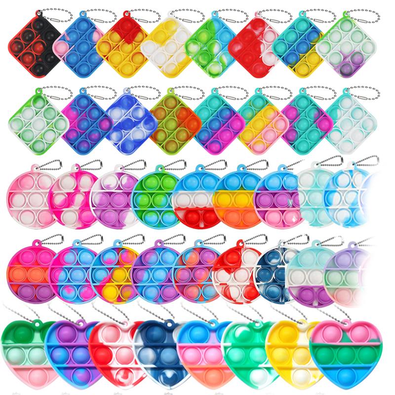 Toys Toys 10/30/50Pcs Pop Keychains Fidget Bulk Push Stress Relief Sensory Classroom Prizes Birthday Party Favors