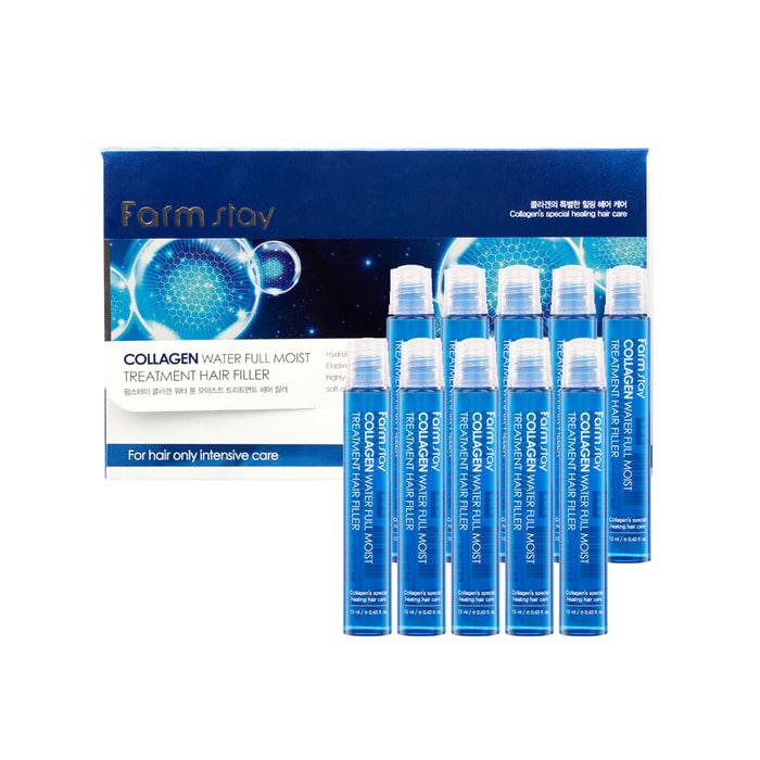 Karsell collagen для волос. Филлеры для волос фарм стей. Филлер для волос с коллагеном farmstay collagen water full moist treatment hair filler, 13 мл. Collagen water hair filler. Увлажняющий филлер с коллагеном для волос, 13мл, farmstay.