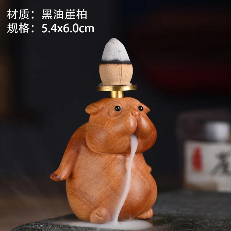 New Wooden Carved Groundhog Backflow Sandalwood Decorations Home Office Zen Aroma Decorations Incense Ware Creative Home Decor
