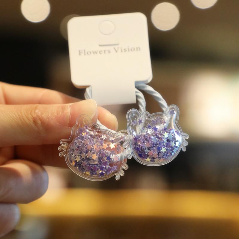 2PCS Fruit Quicksand BB Cartoon Clips Kids Hairpins Children Headwear Baby Clips Headdress Elastic Hair Bands Girls Accessories