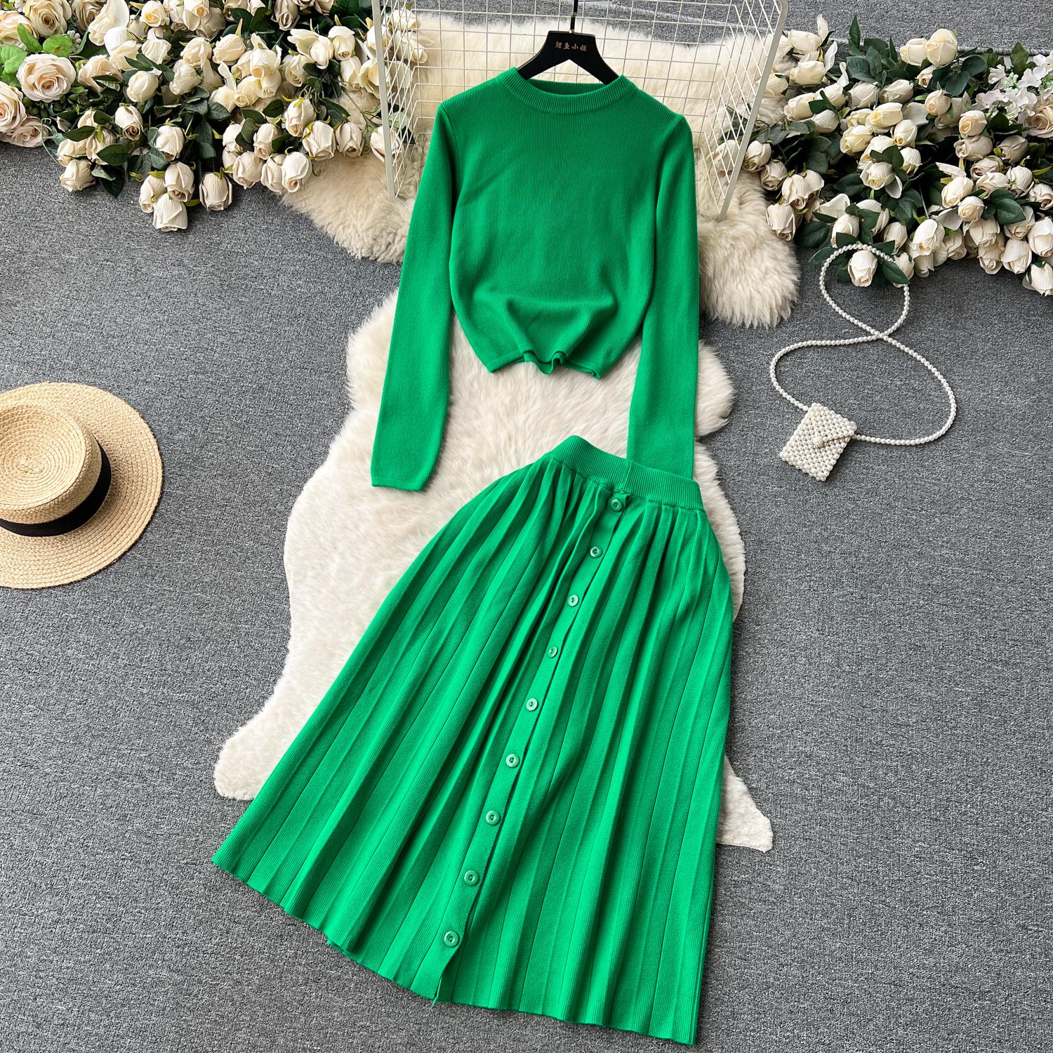 Высококачественный вязаный модный комплект в ленивом стиле — фото 16