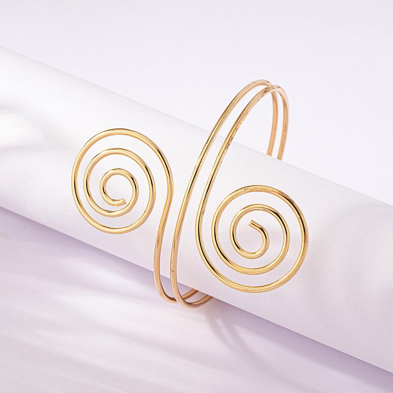 IF ME Multi-Layer Spiral Arm Ring Bracelet Exaggerated European and American Simple Vintage Open Cuff Bangles for Women Jewelry Gifts