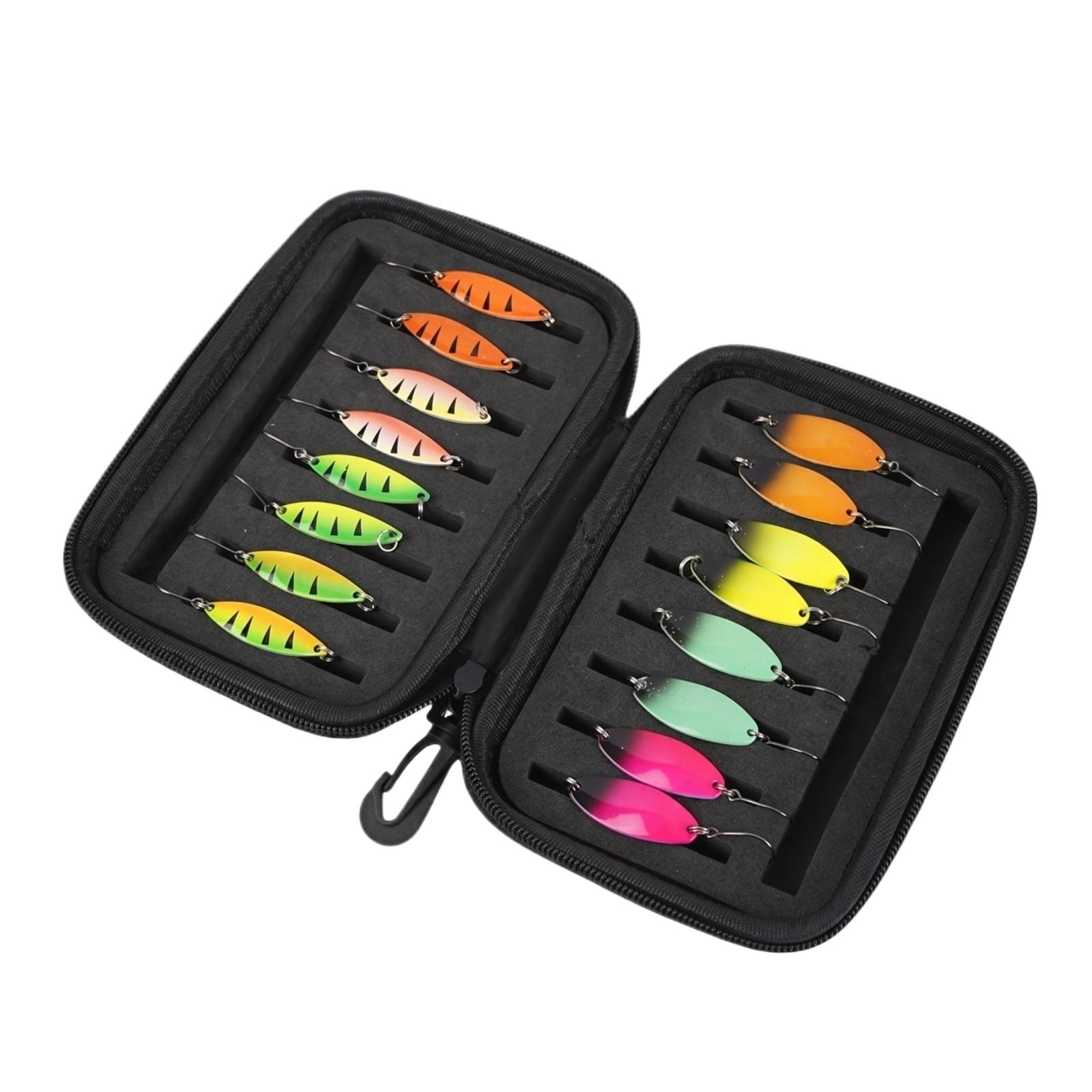 

Set of 14 Bionic Fishing Lures Metal Spoon Lures for Long Distance Casting with Storage Case Suitable for Freshwater and Saltwater Fishing one size