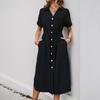 Amazon Independent Station Foreign Trade Commuter Skirt 2025 New Summer Cross-border Lapel European and American Shirt Dress