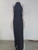 2026 Women's Elegant Waist-Cinching Long Sleeve Halter Jumpsuit with Lace-up and Print
