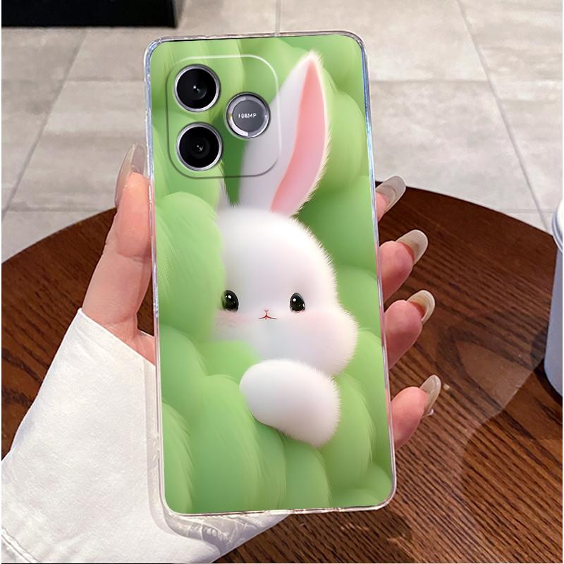 Shockproof Phone Case For Honor 600 Lite 5G/Honor 500 Smart 5G Transparent TPU Soft Casing Fashion Cute White Furry Bear Shell