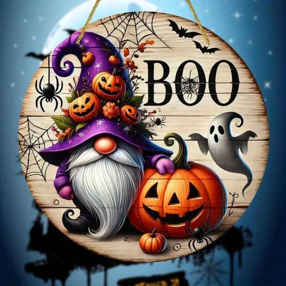 Pumpkin Gnome Halloween Tin Sign Wall Decor 20x20