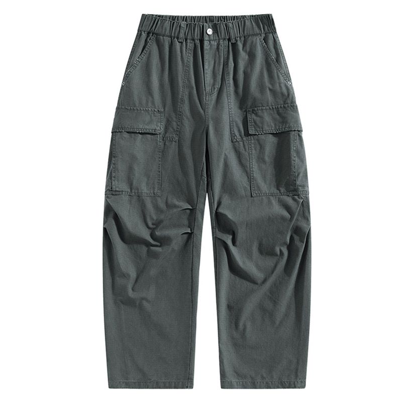 Men's Export Surplus Autumn Korean Style Trendy All-Cotton Loose Multi-Pocket Cargo Pants Wide-Leg Casual Long Pants