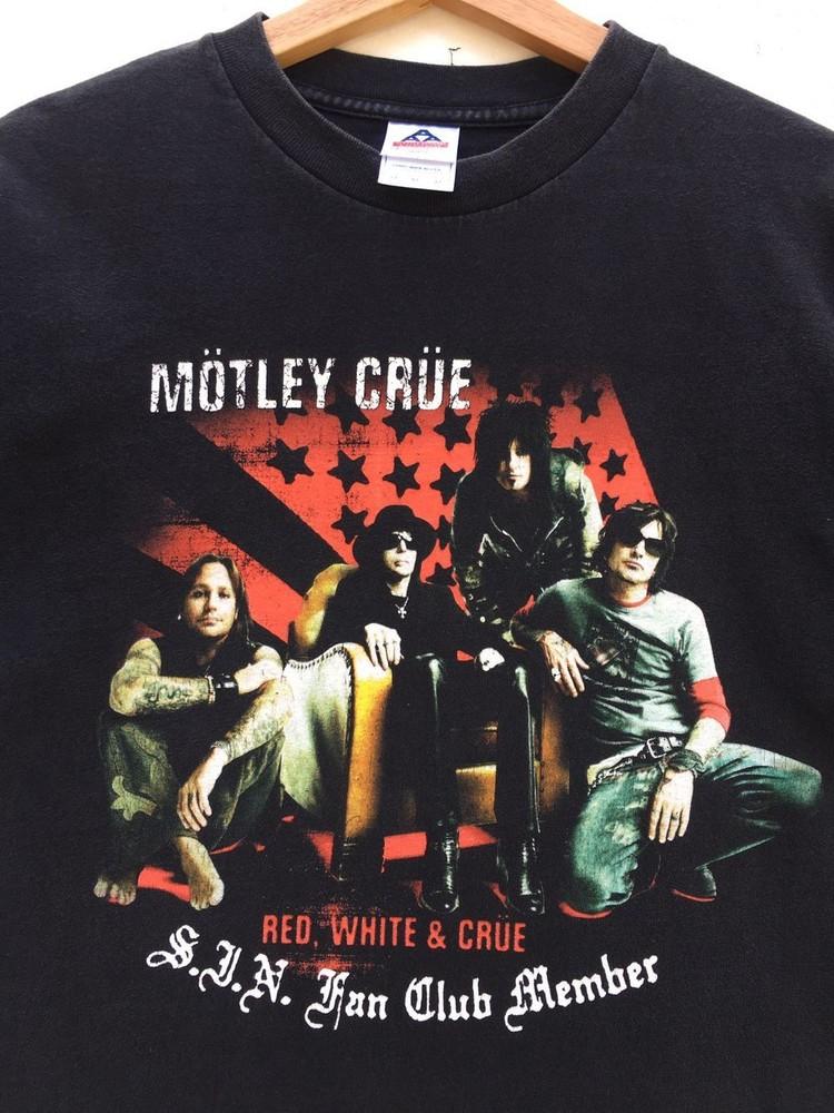 Motley Crue Red, White & Crue Tour SIN Fan Club Black Unisex Tshirt KH11230 Unisex T-Shirt XXL
