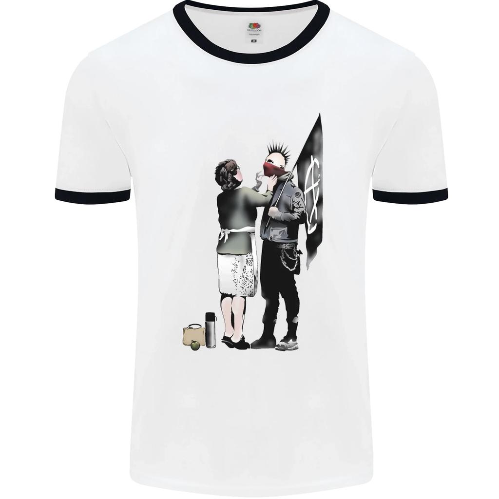 Anarchia Banksy Punk Mamma Maglietta Ringer da Uomo