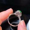 Classic Silver 925 Diamond Natural Jade Chalcedony Green Rings for Women Vintage Charm Round Ring Creative Jewelry Gift