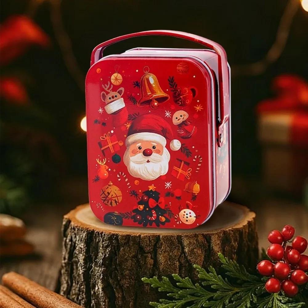 Exquisite Cartoon Christmas Gift Box Tinplate Christmas Decoration Christmas Candy Box Party Supplies Portable Xmas Ornaments