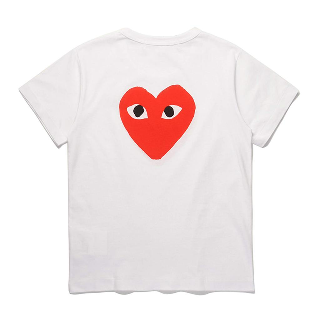 COMME Des GARCONS PLAY COMME Des GARCONS PLAY Short Sleeve Summer Simple Red Heart Embroidery Tops Unisex Main Cotton Men's T-Shirt Double-sided