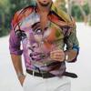 Fashion Long Sleeve Lapel Button Up Plus Size Shirt Men 3d Print Blouse
