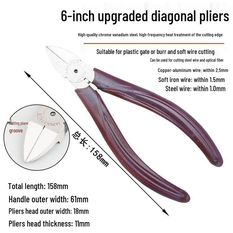Industrial Pliers Set: 6" Cutting, 5" Diagonal, 8" Electrician's Pliers & Model Scissors