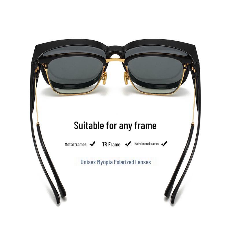 Polarized Myopia Clip-on Sunglasses for Men & Women - Stylish Oversized Frame for Driving