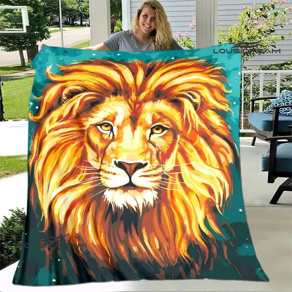 3D Lion Printed Blanket Picnic blanket blankets for beds Flange Warm blanket Home travel blankets bed linings birthday gift