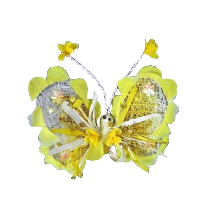 Yellow Sisal Butterfly for Hanging 18x12cm