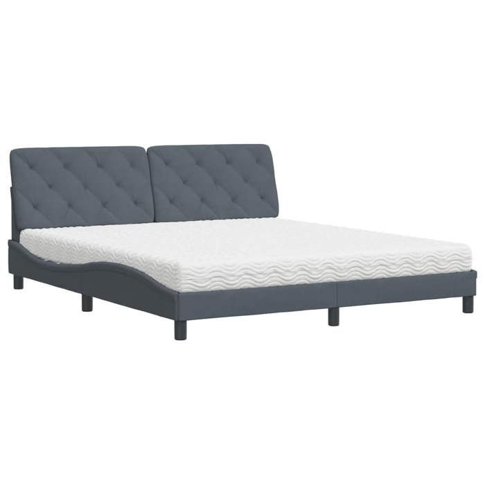VidaXL Lit avec Matelas, Lit Rembourré avec Coussin de Tête de Lit, Lit Double, Lit Adulte de Chambre à Coucher Intérieur, 3208671