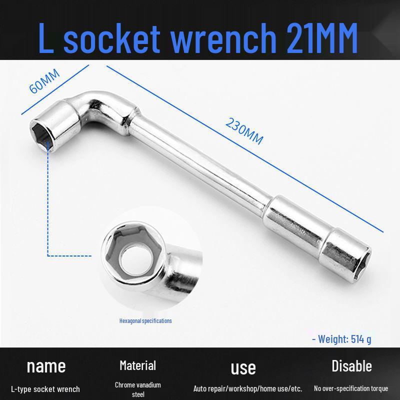 L-Shaped Hex Socket Wrench Set with Double-Ended Elbow and Perforated Pipe Wrench.