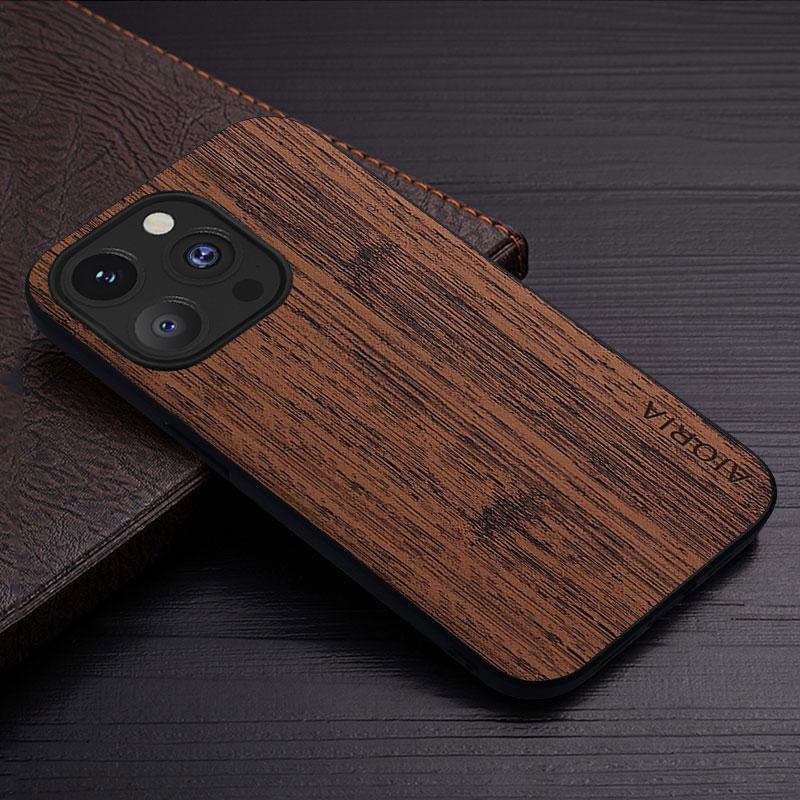 Case for iPhone 15 14 13 12 11 Pro Max Mini XR X XS Max 7 8 Plus Funda Bamboo Wood Pattern Leather Cover Luxury Coque Case Capa