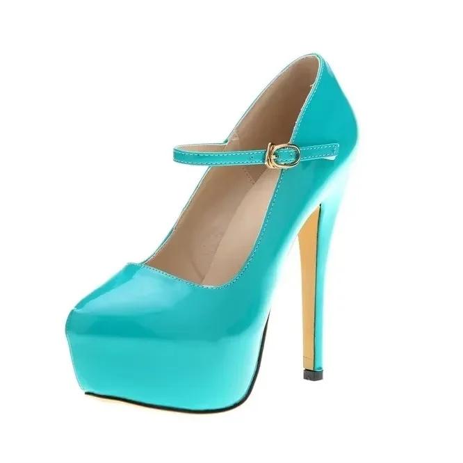 

Женские туфли на платформе с высоким каблуком-шпилькой, сексуальные туфли с круглым носком 14 см, туфли-лодочки для танцев на пилоне, модные туфли для вечеринок с пряжкой, свадебные туфли, большой размер 44 35