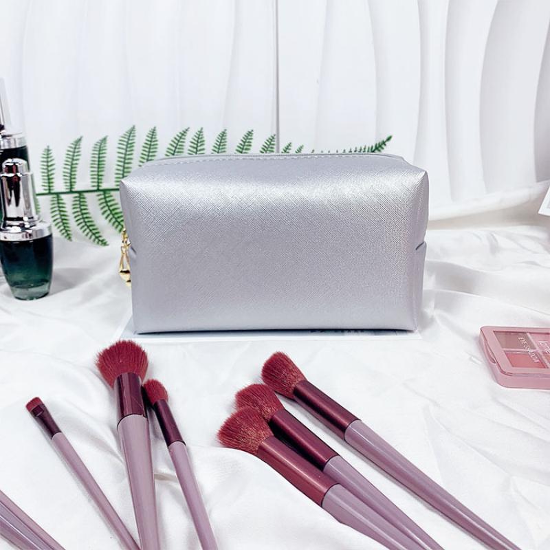 Dopaminová kožená kosmetická taška na úschovu make-upu, osmihranná malá čtvercová taška, jednoduchá jednobarevná dárková kosmetická taška