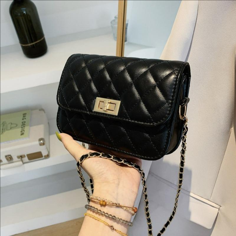 Rhombus Solid Color Chain Small Square Bag Summer New Trend Fashion Shoulder Bag Simple Foreign Messenger Women's Bag
