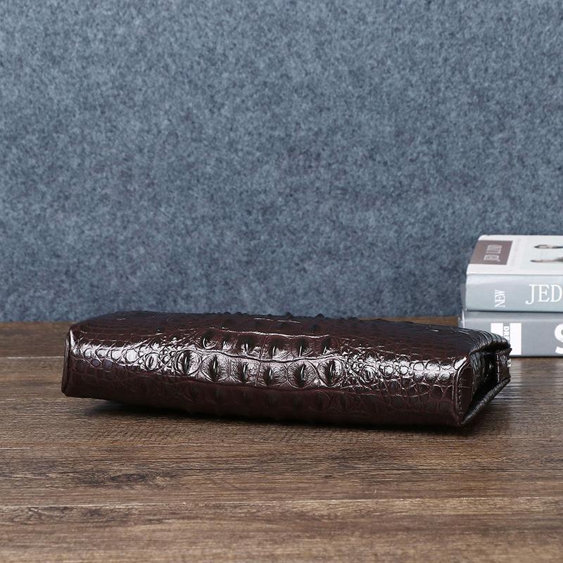 Genuine Leather Clutch Bag for Men Crocodile Genuine Leather High Quality Real Leather Brown