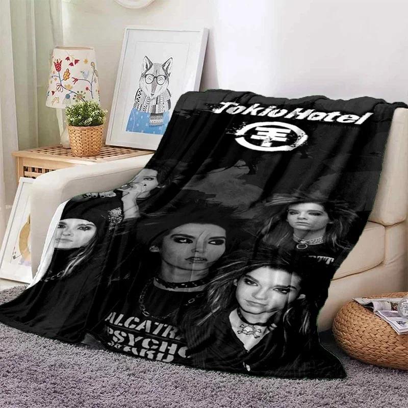 Tokio Hotel Rock Band Printed Flannel Blanket Soft Cozy Kids Blanket for Sofa Bed or Travel Warm Gift Idea for Birthday