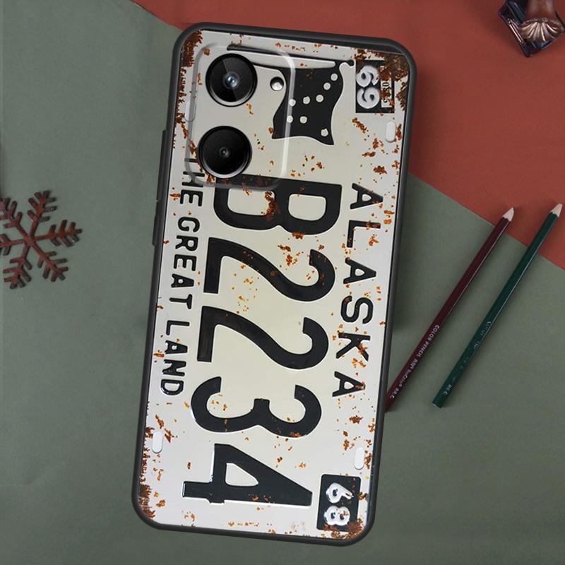 Retro Vintage License Case For Realme C75 C65 C67 C71 C63 C61 C55 C51 C53 C35 11 12 13 14 15 Pro Plus GT6 GT7 Pro