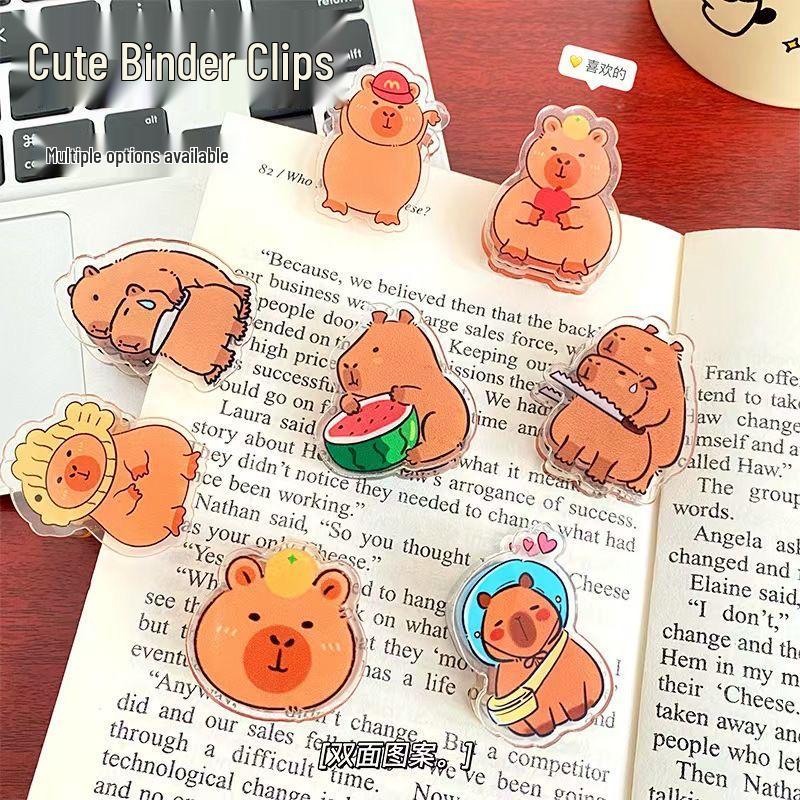 Capybara Double-Sided Acrylic Cartoon Clip for Sticky Notes & Snack Sealing
