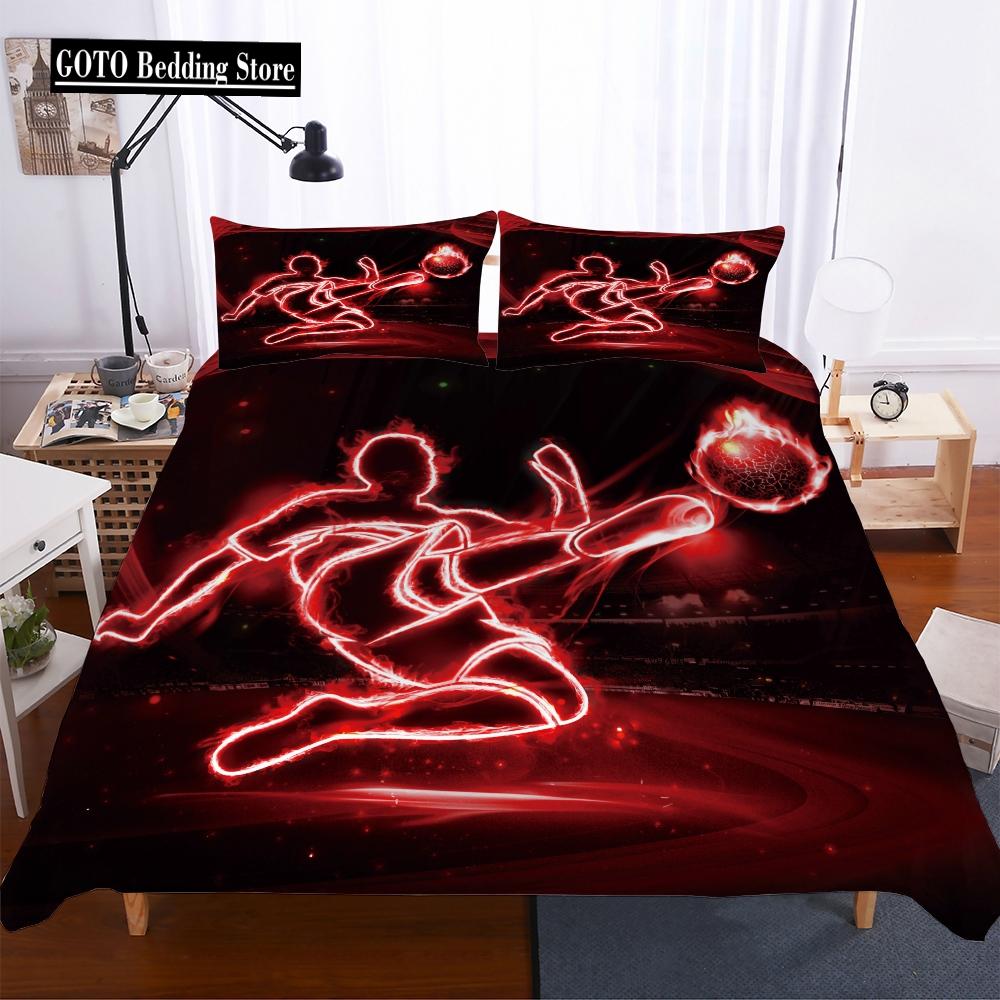 Microfiber Fabric Beddings Soccer Duvet Cover Sets for Boy Print Football Comforter Bedding Sets Three Piece Set Men Bedclothes
