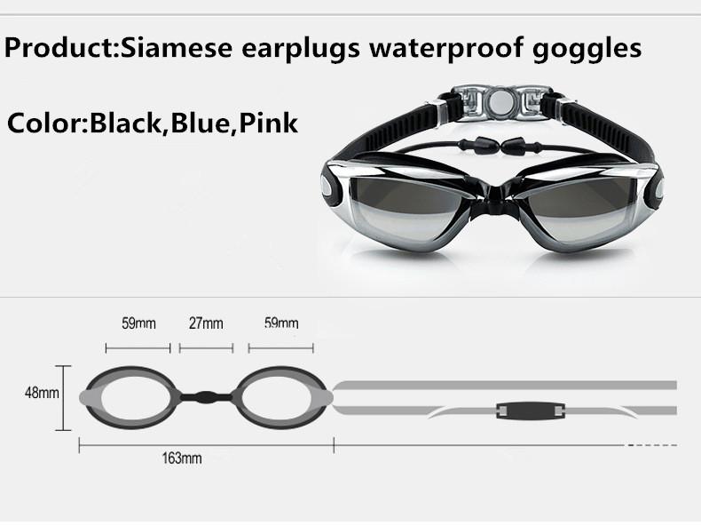 Swimming Goggles Adult Pool Glasses Anti Fog Men Women Uv Protection Optical Waterproof Swim Eyewear With Earplugs